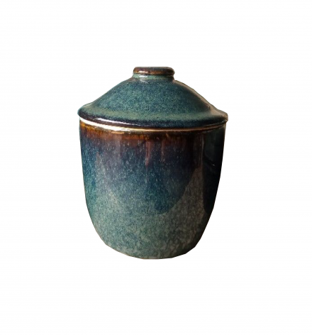 Filled Glazed Rustic Lidded Pot